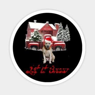 Pitbull Let It Snow Tree Farm Red Truck Christmas Magnet